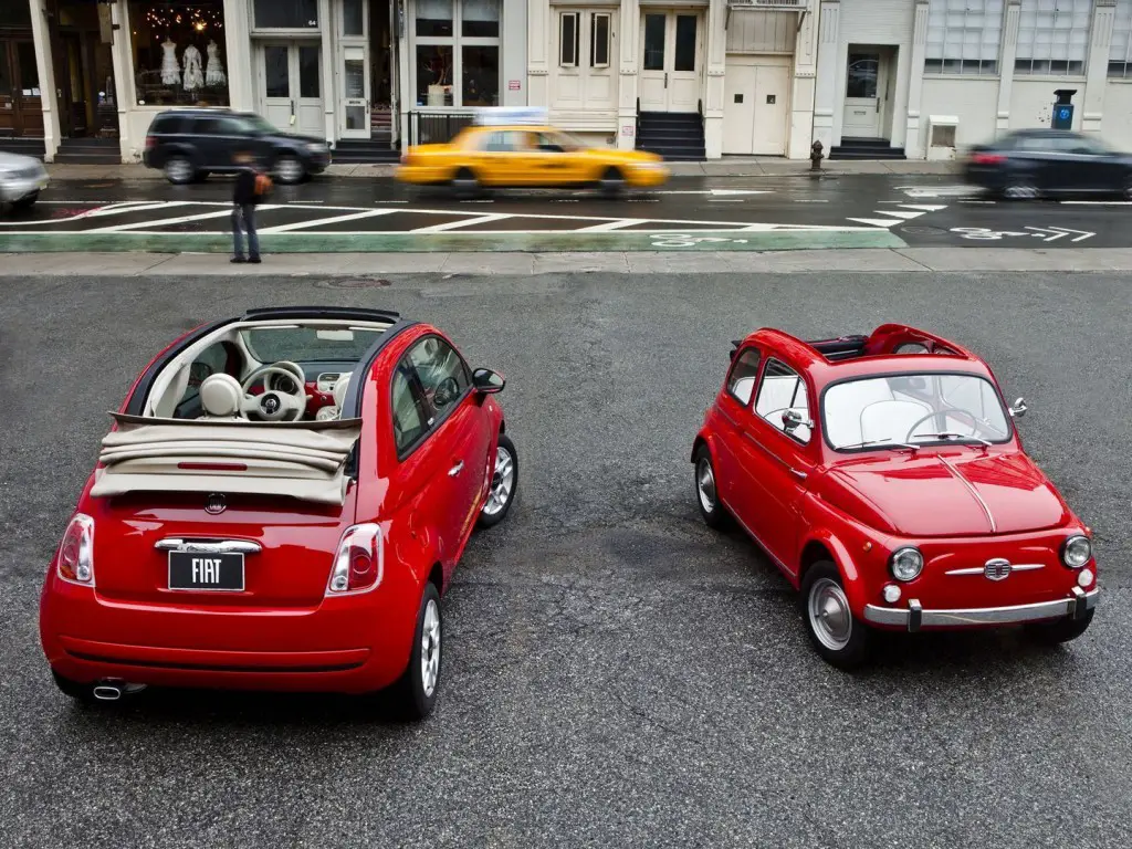 2012 Fiat 500c Pop (left) with 1962 Fiat 500 (right)