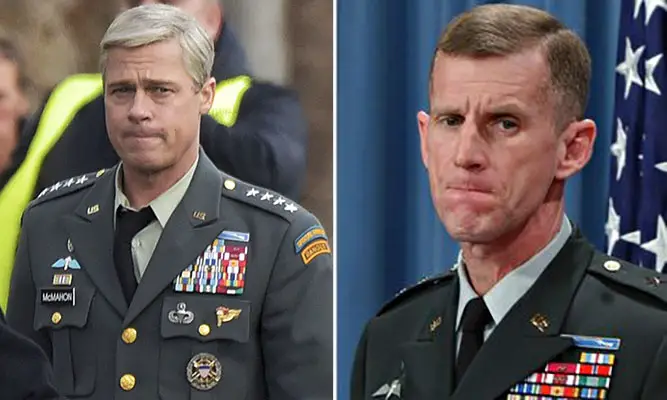 Brad Pitt (left) and Stanley McChrystal