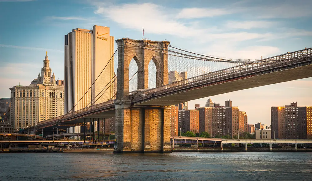 Manhattan Suspension Bridge under Construction as viewed from Brooklyn