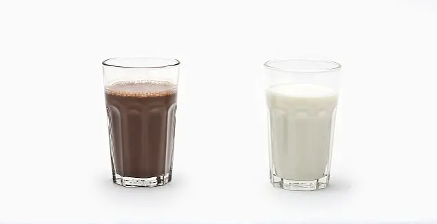 Glasses of Milk and Chocolate Milk